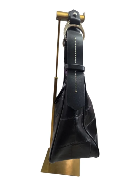 #142 VINTAGE HARRISON Dooney & Bourke Black Croc-Embossed Shoulder Bag - Picture 2 of 9